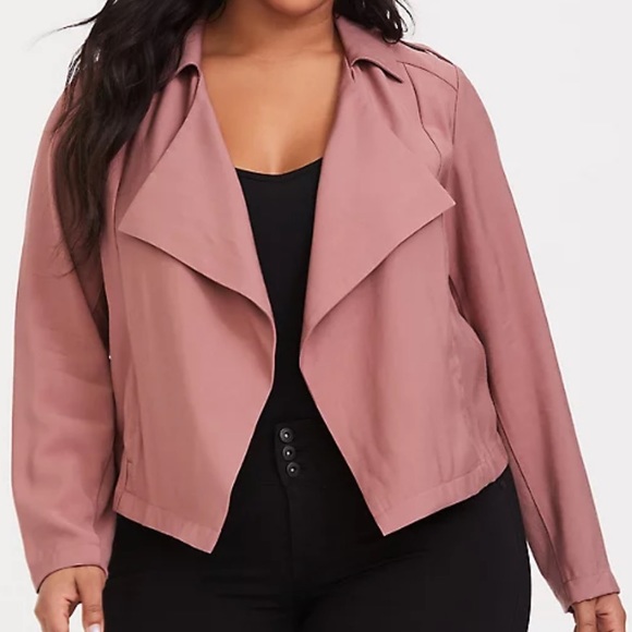 torrid Jackets & Blazers - TORRID | 2X | Walnut Drape Front Twill Open Jacket